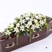 Lily and Rose Casket Spray - White 5ft