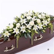 Lily and Rose Casket Spray - White 6ft