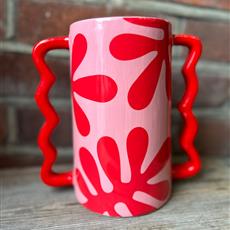 Vibrant Ceramic Vase with decorative handles 